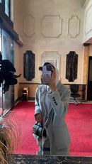 Purple Leather Case with Mirror, Card Wallet and Strap Lanyard - كفر جلد مع محفظة للبطاقات ومرايا وخيط علاقة