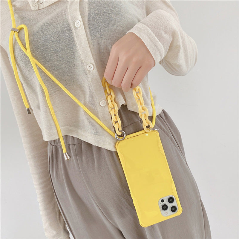 Yellow Candy Crossbody Lanyard Wallet Card Case - كفر مع خيط علاقة