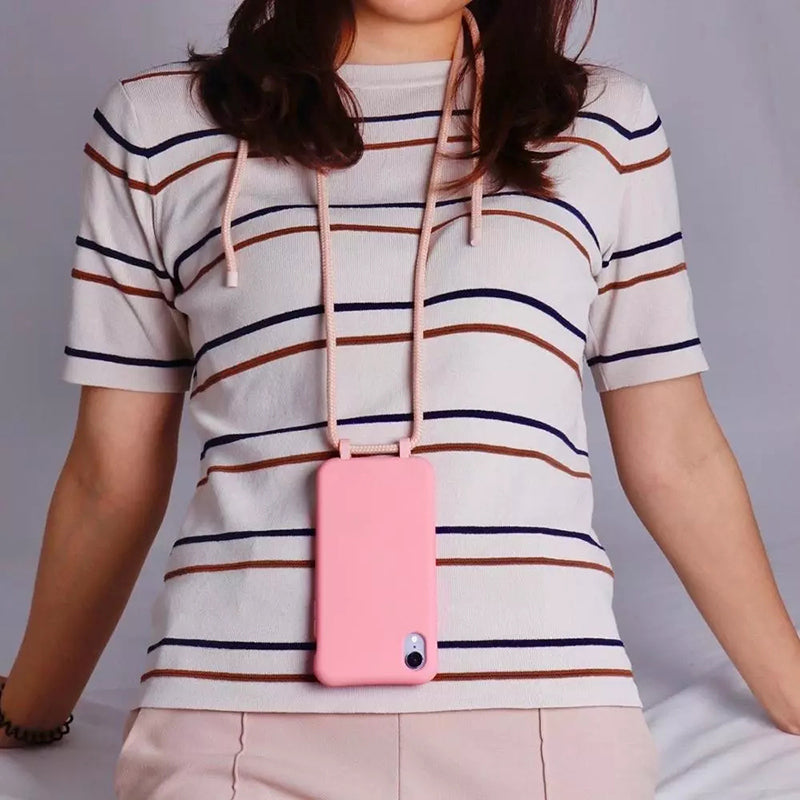 Pink Lanyard Strap Case - كفر مع خيط علاقة