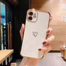 White with Gold Lines Plain Case with Hearts