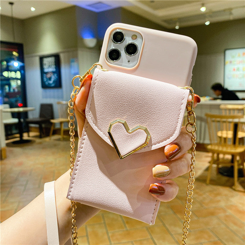 Pink Crossbody Lanyard Wallet Card Case - كفر مع خيط علاقة ومحفظة للبطاقات