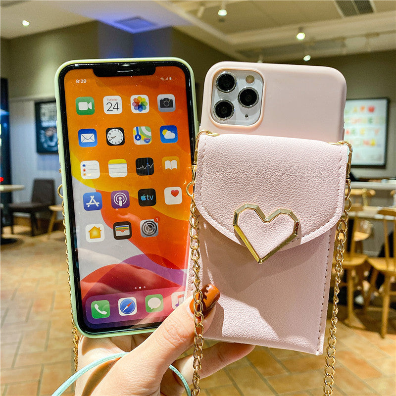 Pink Crossbody Lanyard Wallet Card Case - كفر مع خيط علاقة ومحفظة للبطاقات