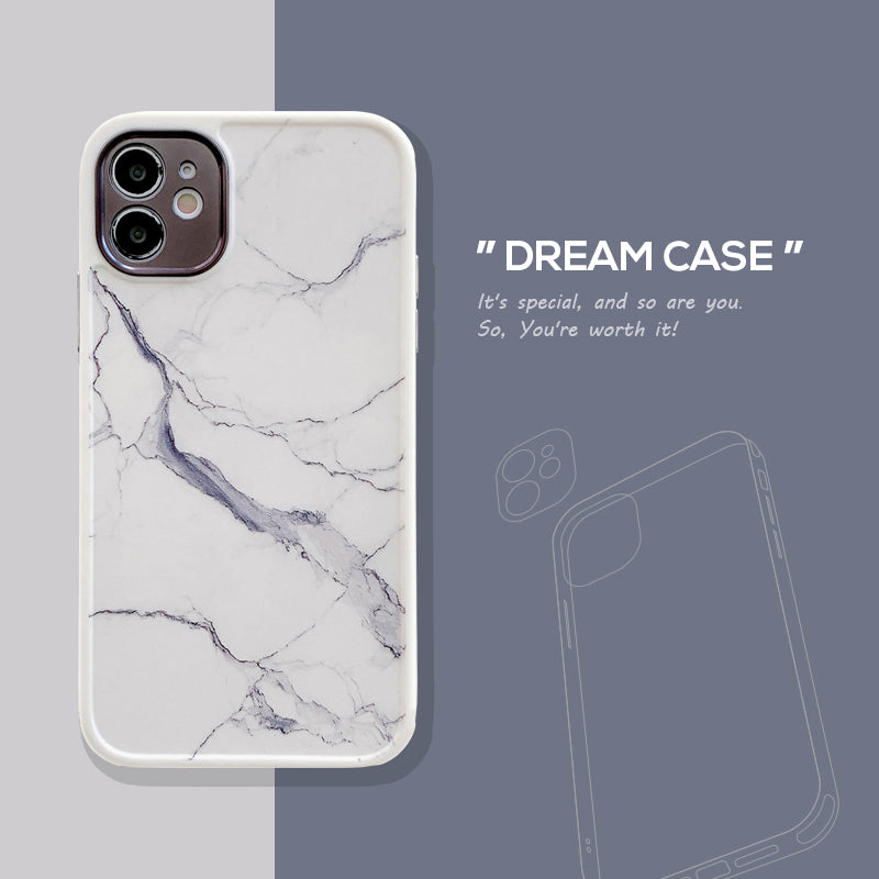 Off-White Marble Case with and Camera Lens Protection