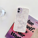 Off-White Marble Case with Structure Purple lines and Camera Lens Protection