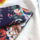 Navy Orange Flower Case With Ring - كفر مع مسكة خاتم