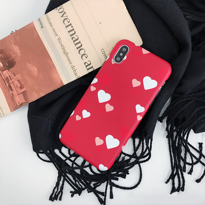 Small and Big White Red Hearts Case