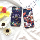 Navy Orange Flower Case With Ring - كفر مع مسكة خاتم