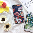 Navy Orange Flower Case With Ring - كفر مع مسكة خاتم