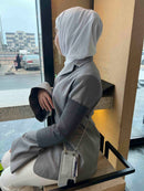 Grey Leather Case with Card Slot and Strap Lanyard - كفر جلد مع محفظة للبطاقات والنقود وخيط سلسة علاقة