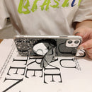 Black Heart Glitter Phone Case with Mirror POP Grip - كفر مع مسكة دائرية ومرايا