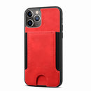 Red Leather Case with Back Card Slots - كفر جلد مع محفظة للبطاقات بالخلف