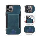 Green Leather Case with Back Card Slots - كفر جلد مع محفظة للبطاقات بالخلف