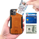 Brown Leather Case with Back Card Slots - كفر جلد مع محفظة للبطاقات بالخلف