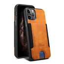 Brown Leather Case with Back Card Slots - كفر جلد مع محفظة للبطاقات بالخلف