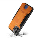 Brown Leather Case with Back Card Slots - كفر جلد مع محفظة للبطاقات بالخلف