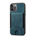Green Leather Case with Back Card Slots - كفر جلد مع محفظة للبطاقات بالخلف