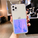 Blue Laser Clear Phone Case With Card Slot - كفر مع محفظة للبطاقات بالخلف