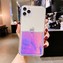 Pink Laser Clear Phone Case  With Card Slot - كفر مع محفظة للبطاقات بالخلف