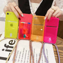 Orange Clear Case with Back Card Slot and Lanyard - كفر مع خيط علاقة ومكان للبطاقات