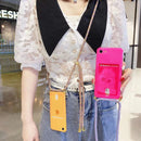 Orange Clear Case with Back Card Slot and Lanyard - كفر مع خيط علاقة ومكان للبطاقات