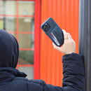 Dark Blue Leather Case with Grip, Card Slot and Stand - كفر جلد مع مسكة ومحفظة للبطاقات وستاند جانبي