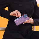 Purple Leather Case with Grip, Card Slot and Stand - كفر جلد مع مسكة ومحفظة للبطاقات وستاند جانبي