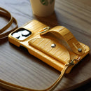 Yellow Crocodile Pattern Wallet Case with Grip - كفر مع ستاند و مسكة شريطة وميدالية ومحفظة للبطاقات