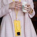 Yellow Crocodile Pattern Wallet Case with Grip - كفر مع ستاند و مسكة شريطة وميدالية ومحفظة للبطاقات