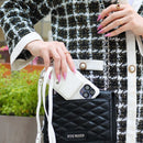 White Case with Card Wallet and Strap Lanyard - كفر جلد مع محفظة للبطاقات وخيط علاقة