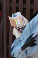 Purple Case with Card Wallet and Strap Lanyard - كفر جلد مع محفظة للبطاقات وخيط علاقة