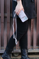 Purple Case with Card Wallet and Strap Lanyard - كفر جلد مع محفظة للبطاقات وخيط علاقة