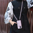 Purple Case with Card Wallet and Strap Lanyard - كفر جلد مع محفظة للبطاقات وخيط علاقة