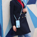 Sky Blue Case with Card Wallet and Strap Lanyard - كفر جلد مع محفظة للبطاقات وخيط علاقة