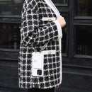 White Case with Card Wallet and Strap Lanyard - كفر جلد مع محفظة للبطاقات وخيط علاقة