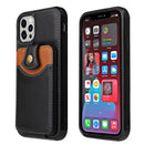 Black Leather Case with Wallet Card Slot - كفر جلد مع محفظة للبطاقات والنقود