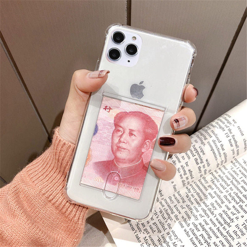 Clear Case with Back Card Holder - كفر شفاف مع مكان للبطاقة بالخلف