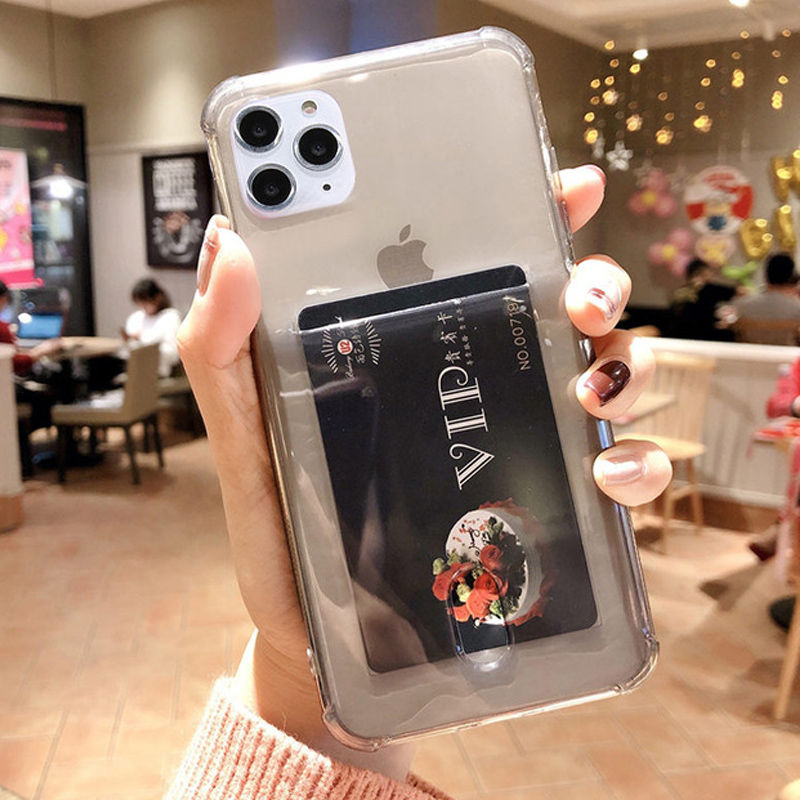 Clear Case with Back Card Holder - كفر شفاف مع مكان للبطاقة بالخلف