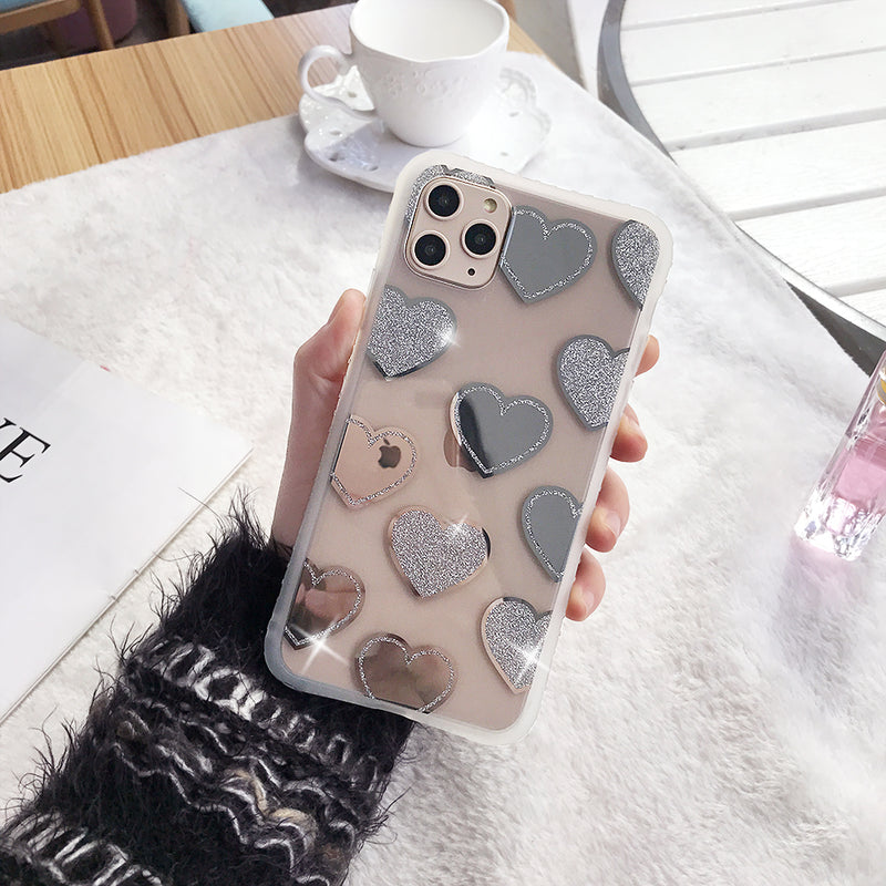 Silver Mirror Heart Case Love Symbol