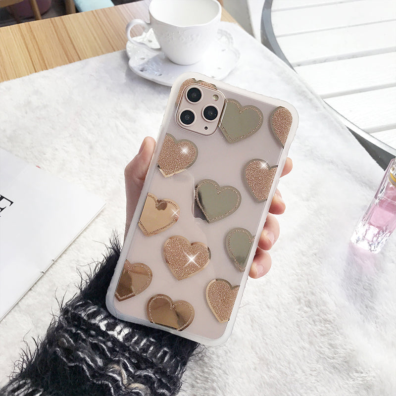 Gold Mirror Heart Case Love Symbol
