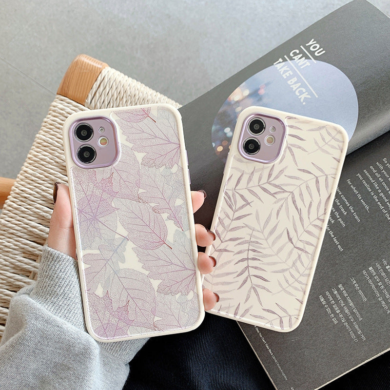 Off-White with Purple Many Leaf Flower Case