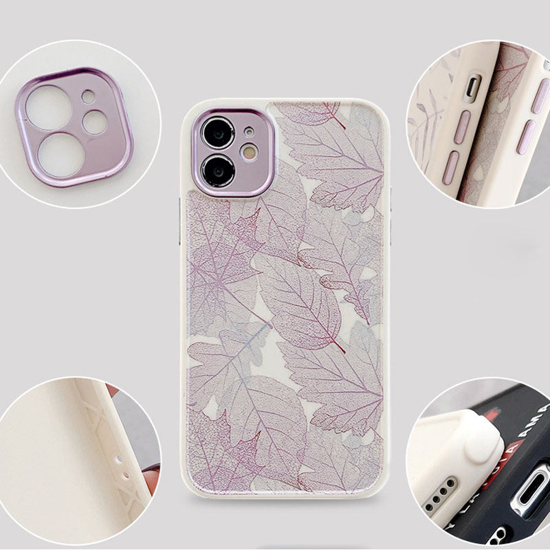 Off-White with Purple Many Leaf Flower Case