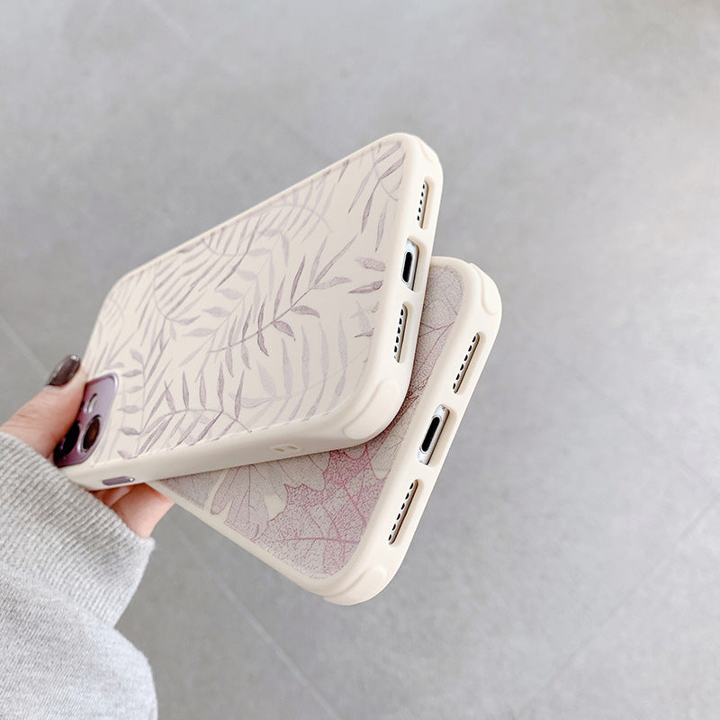 Off-White with Purple Many Leaf Flower Case
