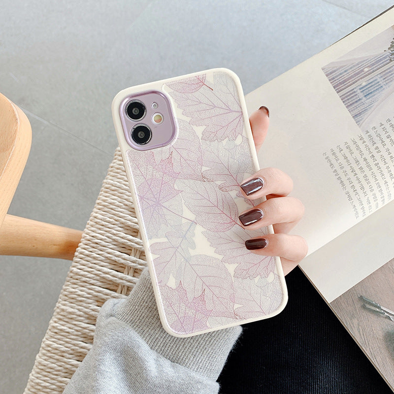 Off-White with Purple Many Leaf Flower Case