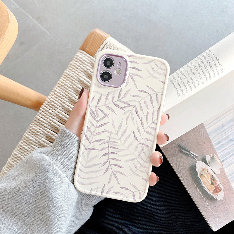 Off-White with Purple Leaf Flower Case