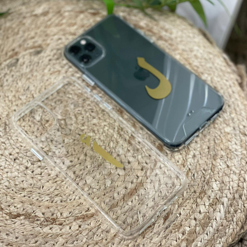 Clear Case with Arabic Alphabet Letter - كفر شفاف مع حرف من اختياركم - سيتم التواصل معكم لتحديد الحرف بعد الطلب
