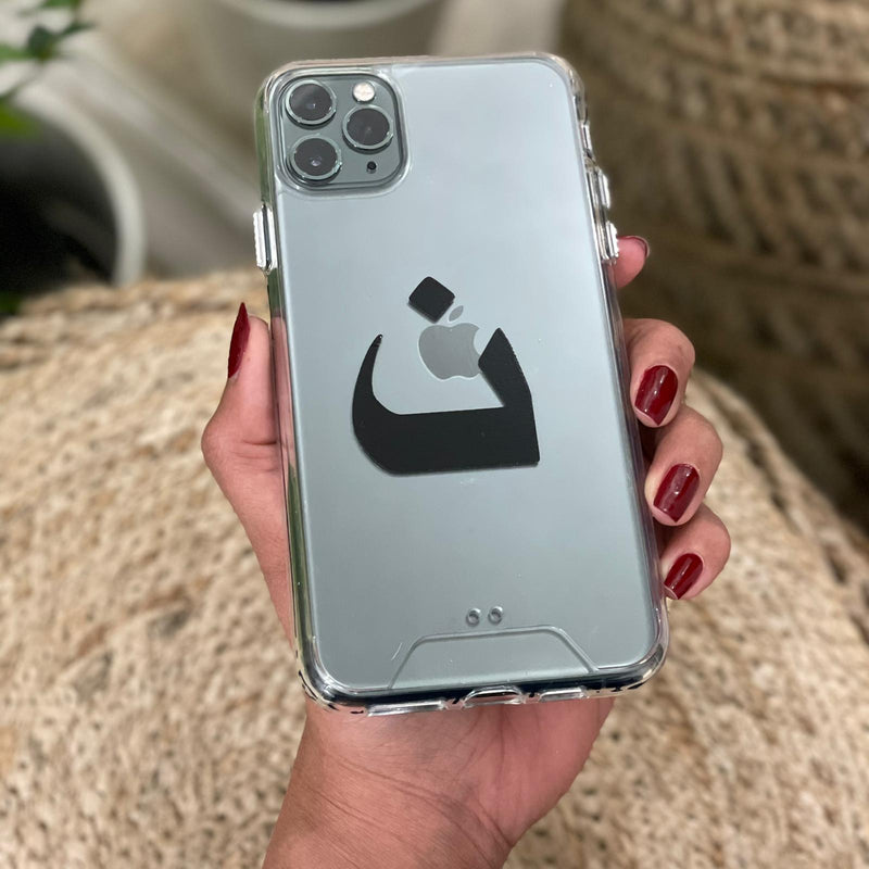 Clear Case with Arabic Alphabet Letter - كفر شفاف مع حرف من اختياركم - سيتم التواصل معكم لتحديد الحرف بعد الطلب