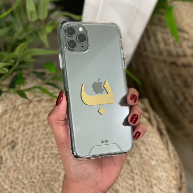 Clear Case with Arabic Alphabet Letter - كفر شفاف مع حرف من اختياركم - سيتم التواصل معكم لتحديد الحرف بعد الطلب