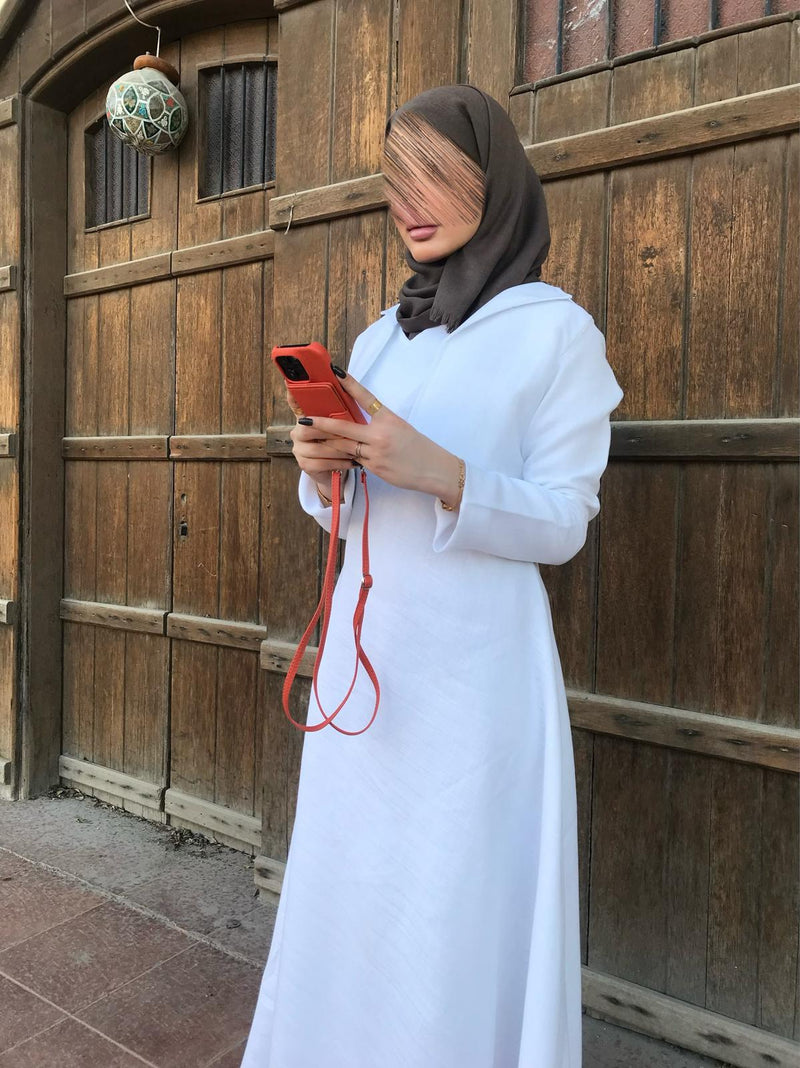 Orange Case with Card Wallet and Strap Lanyard - كفر جلد مع محفظة للبطاقات وخيط علاقة
