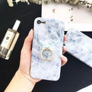 Light Blue Marble - Case With Ring - كفر مع مسكة خاتم