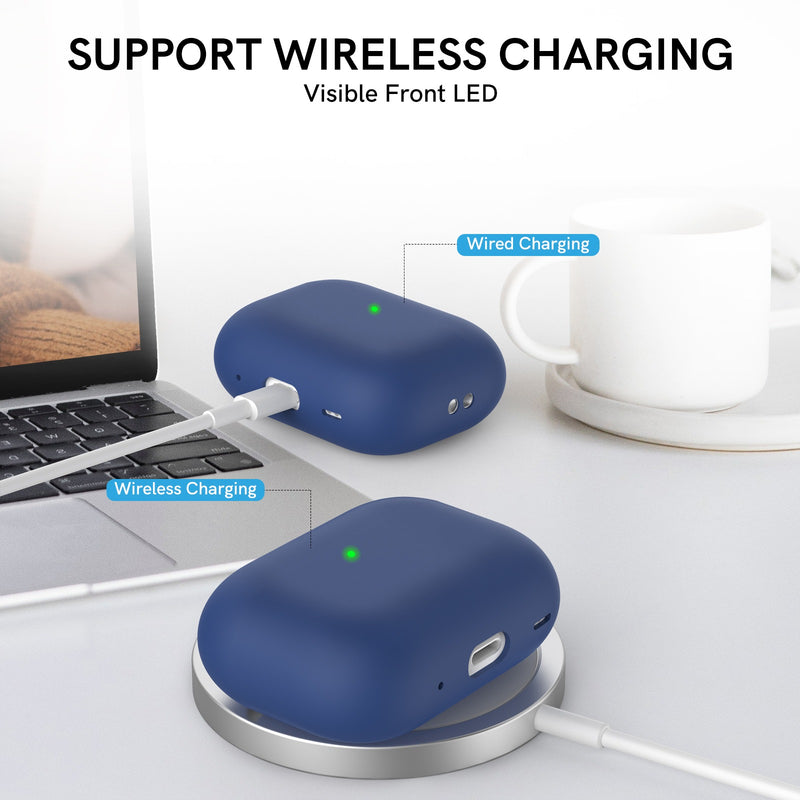 Ahastyle Silicone Case With Strap - Apple AirPods Pro 2/3 - Midnight Blue - كفر حماية مع ستراب - سماعة ابل ايربودز برو 3/2